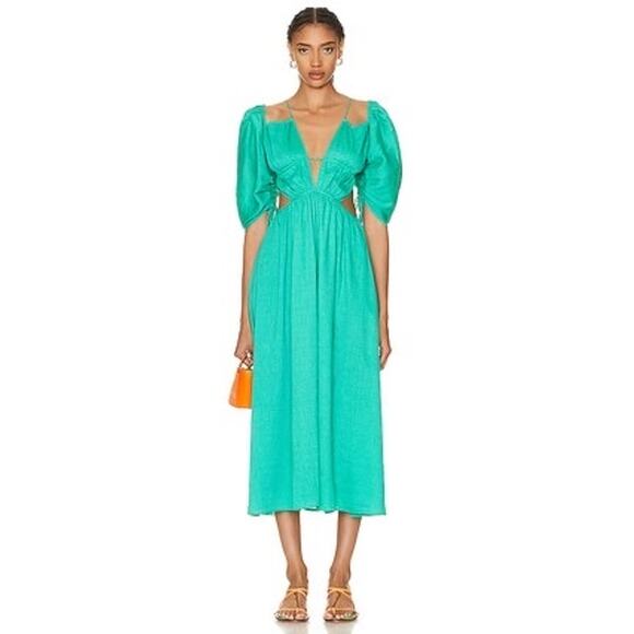 CULT GAIA Emerald green Erba Charlize Cut Out Midi Dress XS - Picture 1 of 14